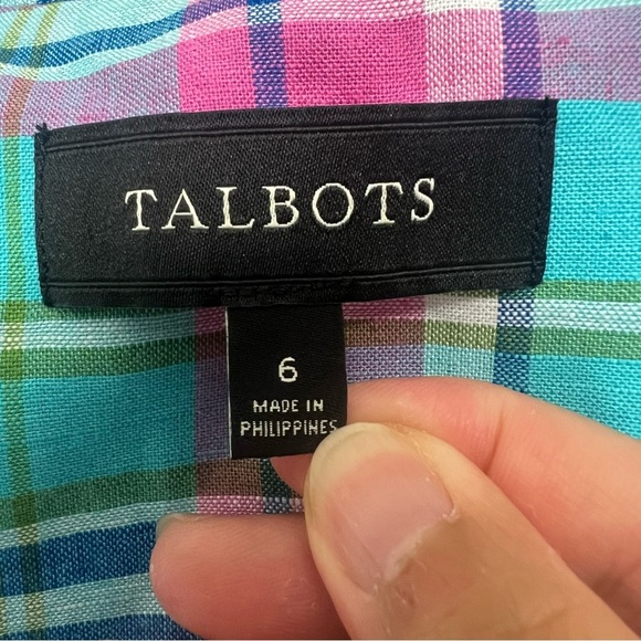 Talbots 6 Linen Blend Blazer Jacket Plaid Classic Feminine Preppy Old Money - Picture 11 of 12